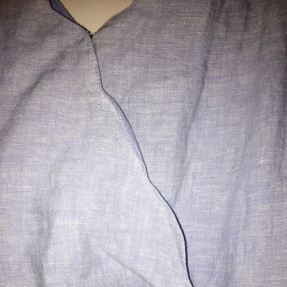 Tahari Linen Scalloped Neckline Dress - Picture 3 of 6